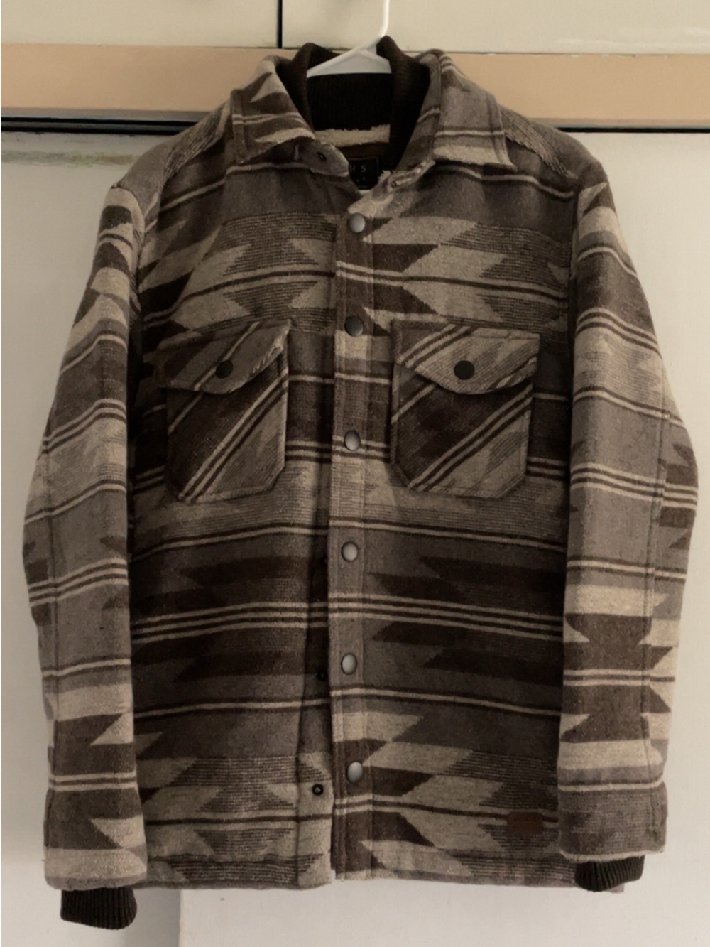 Jachs Brown Patterned Military-Style Button Jacket